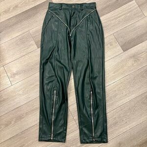Maniere De Voir Green Vegan Leather Trousers Size 14